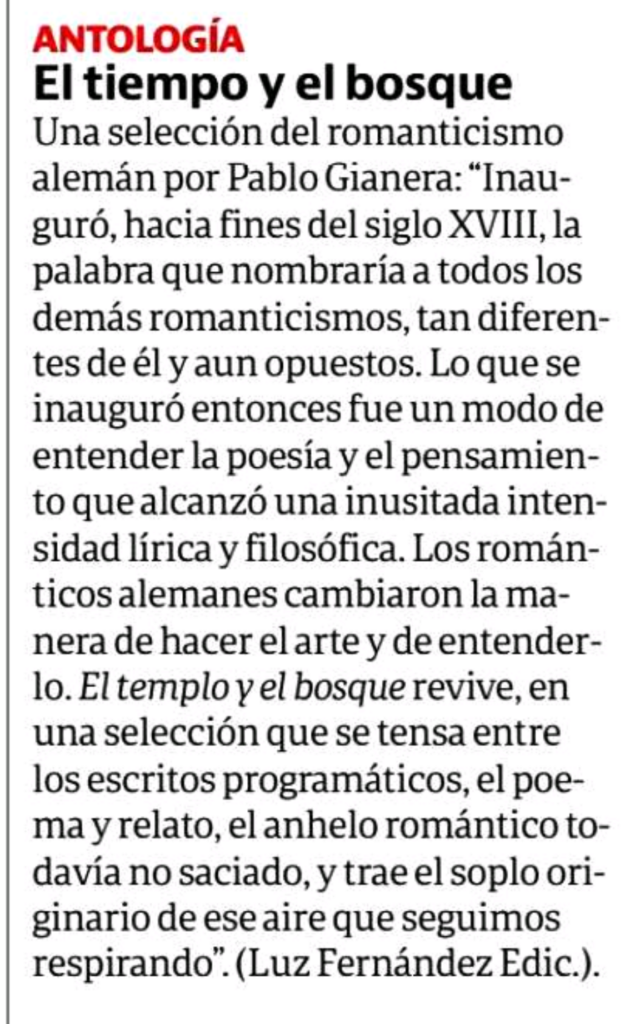 "El templo y el bosque" en Revista Ñ